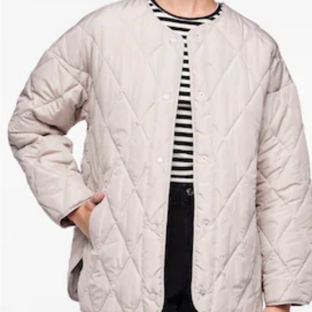 Light Beige Quilted Puffer Jacket - Women's Lightweight Coat